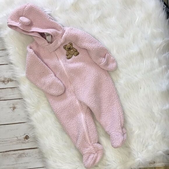 Snowsuit Bunting‎ Baby Girl 9 months Pink Bear - Picture 5 of 10